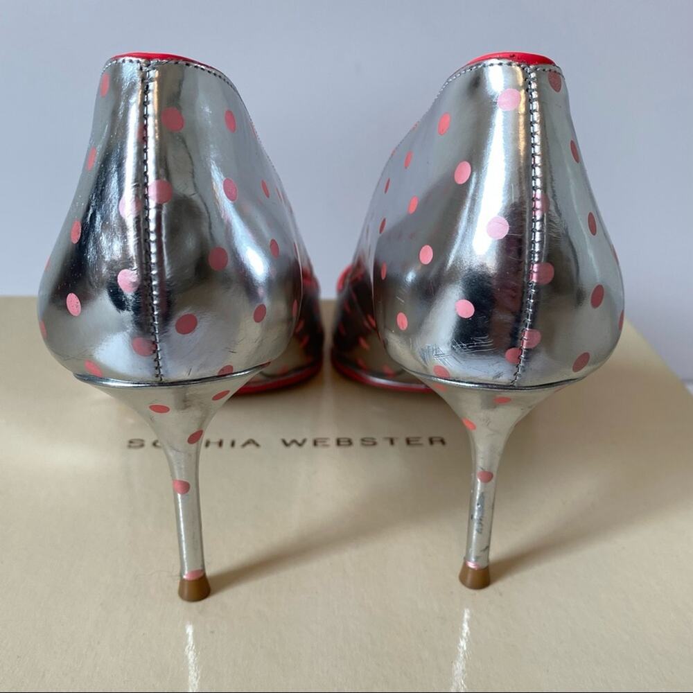 Sophia Webster Luella Silver Foil Heart Heels 37 7 - Picture 5 of 9